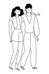 Couple of woman and man cartoon design
