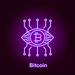 bitcoin outline icon in neon style. Element of cryptocurrency illustration icons. Signs and symbols can be used for web, logo, mobile app, UI, UX