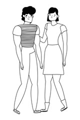 Couple of woman and man cartoon design