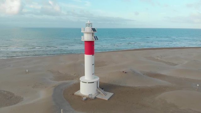 The footage of the lighthouse in Deltebre and L'Ampolla, Catalonia, Spain