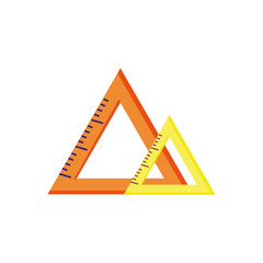 set of triangle rules school supply isolated icon