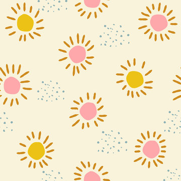 sunny seamless pattern. trendy summer background vector file. 