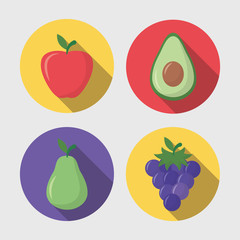 fruits cooking icons flat image design