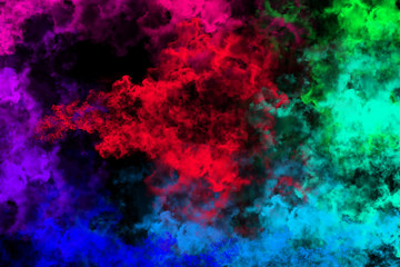 abstract colored dust explosion on a black background.abstract powder splatted background.