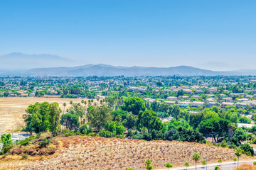 city in California on hot summer day