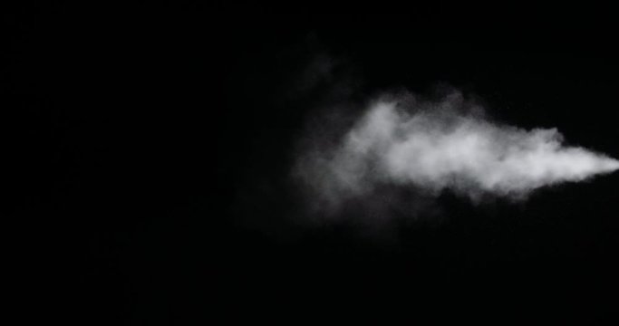 White spray gas cloud isolated on black background