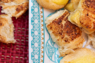  Family breakfast, juice and coffee to start the day with energy