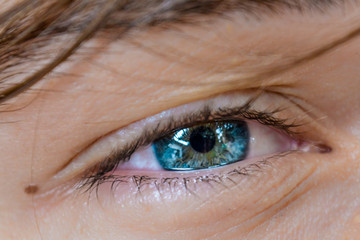close up of blue eye
