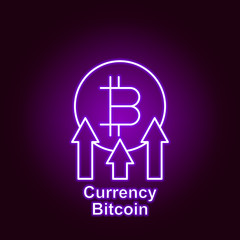 bitcoin currency outline icon in neon style. Element of cryptocurrency illustration icons. Signs and symbols can be used for web, logo, mobile app, UI, UX