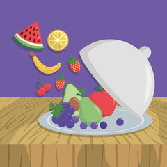 fruits cooking icons flat image design