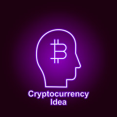 bitcoin idea outline icon in neon style. Element of cryptocurrency illustration icons. Signs and symbols can be used for web, logo, mobile app, UI, UX