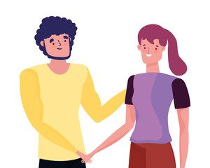 Couple of woman and man cartoon design
