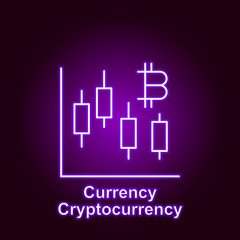 bitcoin currency outline icon in neon style. Element of cryptocurrency illustration icons. Signs and symbols can be used for web, logo, mobile app, UI, UX