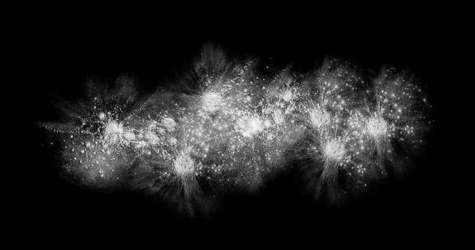white chalk powder explosion on black background, back to school concept of education