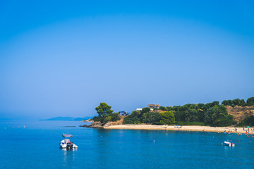 Fototapeta na wymiar Beautiful sea, rocks, forests and beaches in Greece
