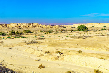 Lissan marl rocks and Edom mountains, the Arava Peace Road
