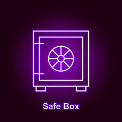 bitcoin safe box outline icon in neon style. Element of cryptocurrency illustration icons. Signs and symbols can be used for web, logo, mobile app, UI, UX