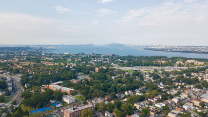 Aerial Drone Staten Island Verrazano Bridge Brooklyn