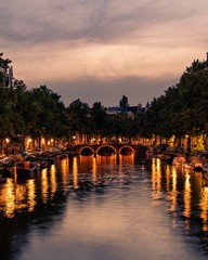 Fototapeta premium Amsterdam Canal and Sunset