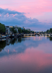 Fototapeta na wymiar Amsterdam Canal and Sunset