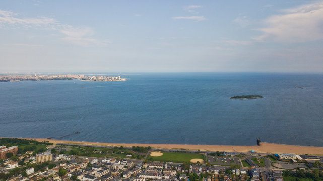 Aerial Drone Staten Island Verrazano Bridge Brooklyn