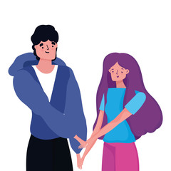 Couple of woman and man cartoon design
