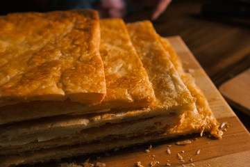 Puff pastry layers of future puff pastry pie