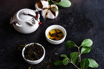 Tea concept on stone background