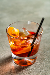 tasty alcoholic old fashioned cocktail in the bar