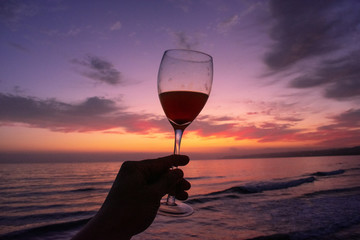 wine and sunset 