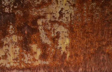 Rusty metal plate background texture. Steel plate with rust covered almost full sheet.