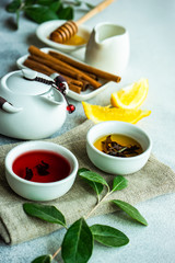 Tea concept on stone background