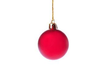Red christmas ball isolated on white background