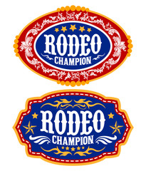 Rodeo Champion Cowboy belt buckle vector design - obrazy, fototapety, plakaty