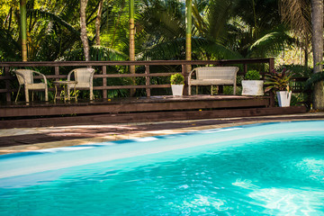 swimming pool in garden resort
