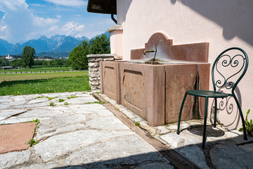 Fountain in typical italian restaurant