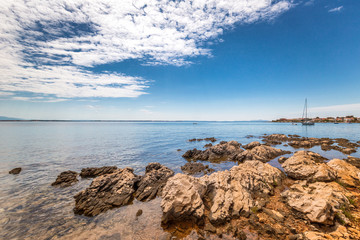 Fototapeta na wymiar View of sea from the Vir island in the Zadar County of Croatia, Europe.