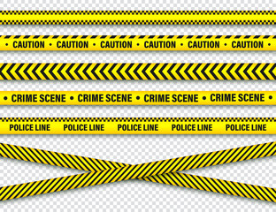 Yellow And Black Barricade Construction Tape. Police Warning Line. Brightly Colored Danger or Hazard Stripe. Vector illustration.