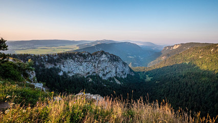 Overlook at Creux Du Van region in Switzerland