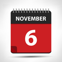 November 6 - Calendar Icon - Calendar design template