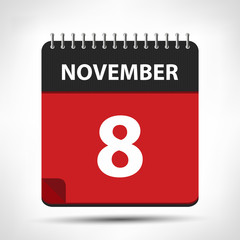 November 8 - Calendar Icon - Calendar design template