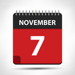 November 7 - Calendar Icon - Calendar design template