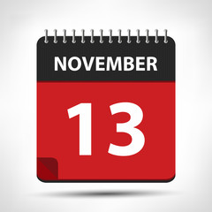 November 13 - Calendar Icon - Calendar design template