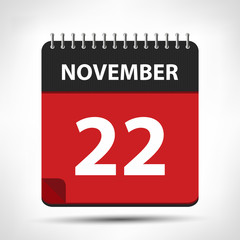 Fototapeta premium November 22 - Calendar Icon - Calendar design template