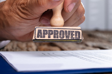 Business Man Hand With Rubber Stamp
