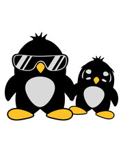 pinguin papa kind baby junges vater sohn tochter familie sonnenbrille süß niedlich klein vogel cool comic cartoon clipart design