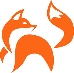 Obraz premium Creative Fox Animal red color with looking position, modern vector ilustration