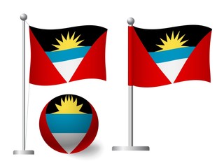 Antigua and Barbuda flag on pole and ball icon