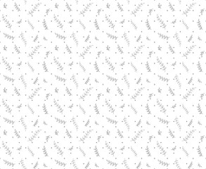 Seamless pattern with branches and dots. Abstract background. Print for polygraphy, posters, shirts and textiles. Doodle for design. Black and white illustration