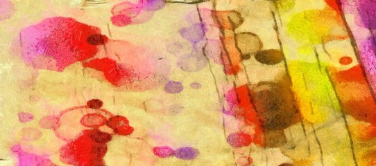 Watercolor abstract background on oil vintage paper. Colorful splashes of paint, chaotic bright spots. Pretty wallpaper and texture.